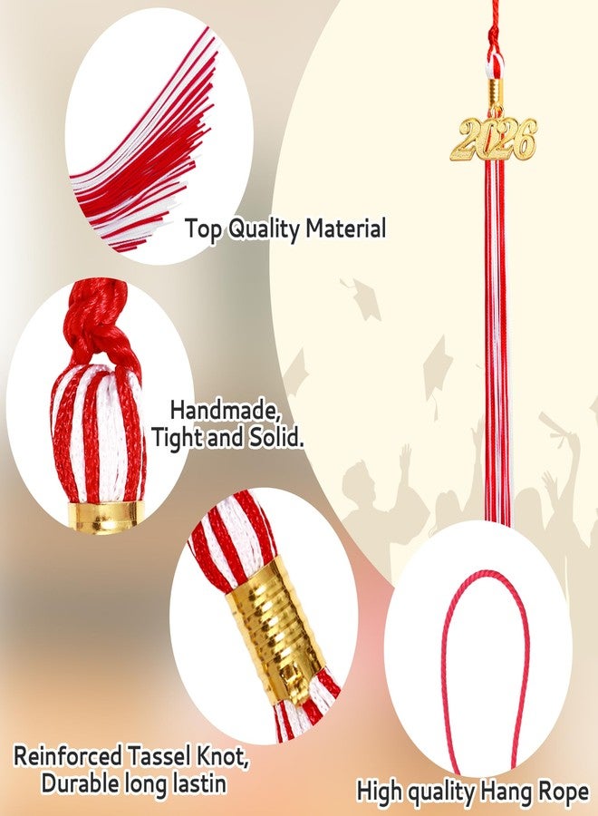 Nelisylux 2026 Tassel Graduation, Red and White Graduation Tassel, 2026 Tassel Charms for Graduations Cap Decorations, Tassels Memorial Grad Cords College High School Graduate Hat Ceremonies Accessories - Image 5